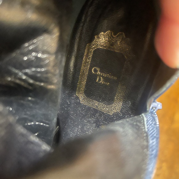 Christian Dior Y2K Denim and Snakeskin Leather Lace Up Knee High Heeled Boots - Picture 9 of 13